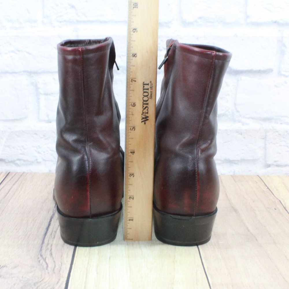 Tony Lama Brown Leather Side Zip Western Cowboy Ankle Boots Size 9.5 - Picture 9 of 11